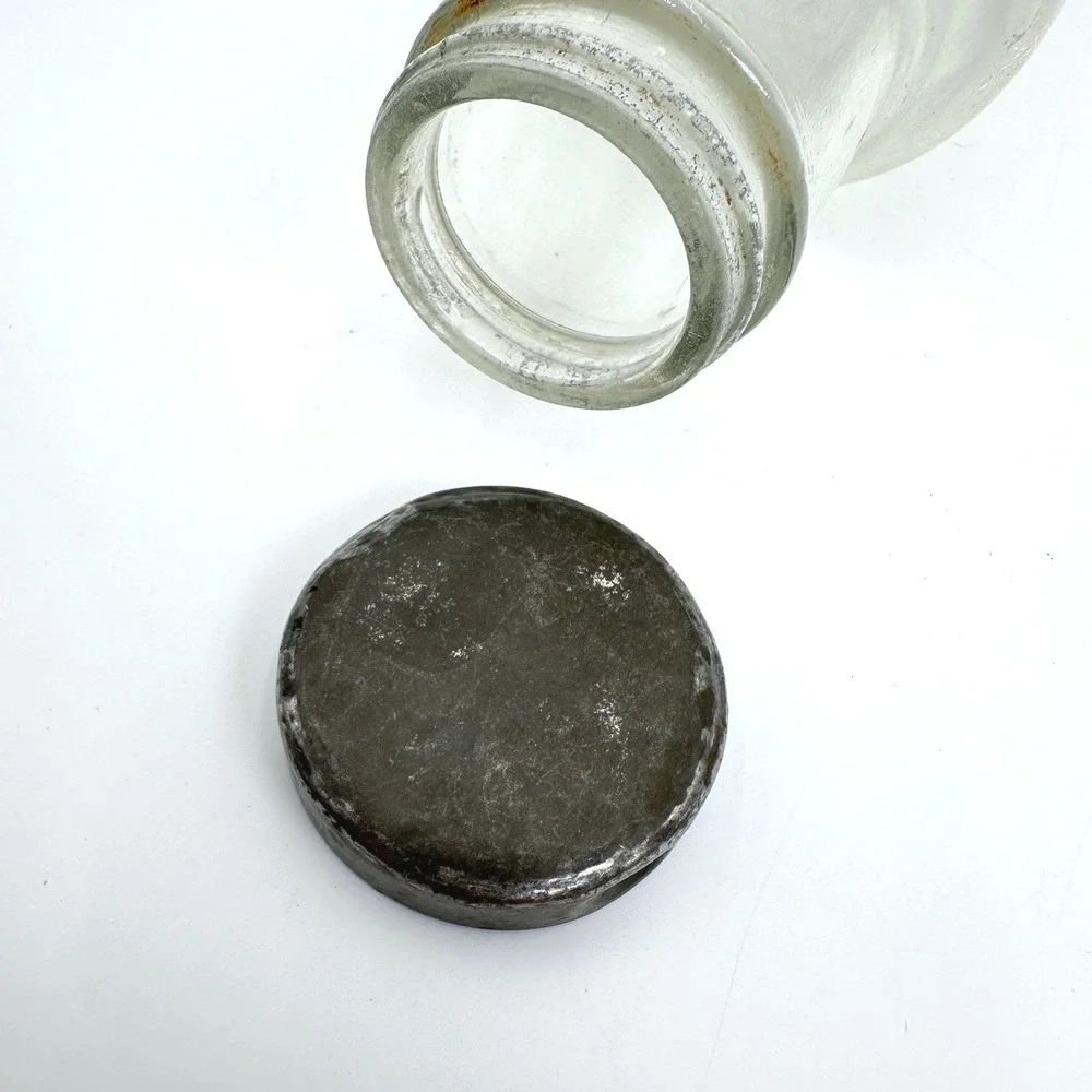 Vintage Glass Rolling Pin Clear Original Metal Cap Hollow Pastry Rustic Kitchen